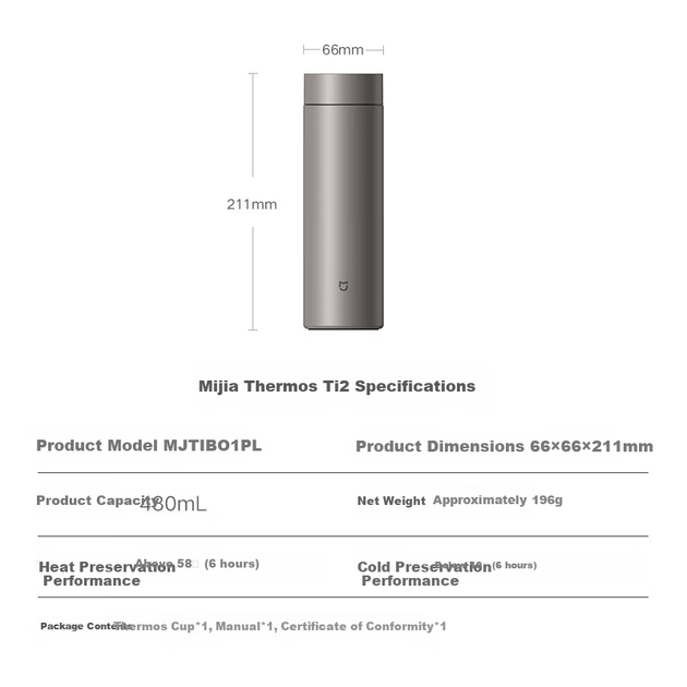Термокухоль Mijia Thermos Ti 2 480 мл (MJTIB01PL) - зображення 3