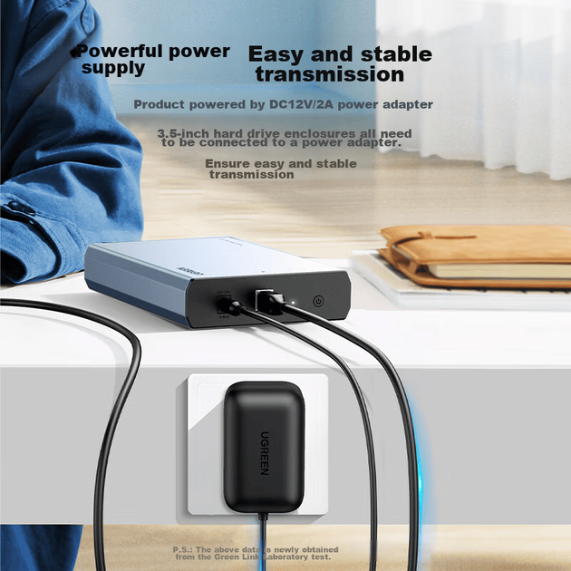 Зовнішній корпус для жорсткого диска UGREEN USB 3.0, портативний корпус для 3,5-дюймового жорсткого диска, сумісний з ноутбуками та настільними комп'ютерами, інтерфейс SATA для SSD та механічних жорстких дисків - зображення 9