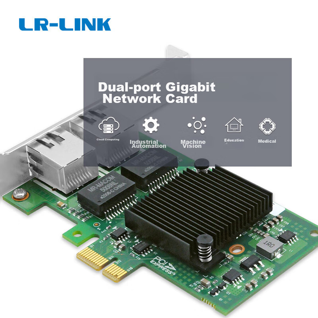 Сетевая карта LR-LINK Lianrui LREC9222HT PCIEx1 Gigabit Dual-Port Server I350-T2, подходит для серверов, промышленных камер и GigE. - изображение 7