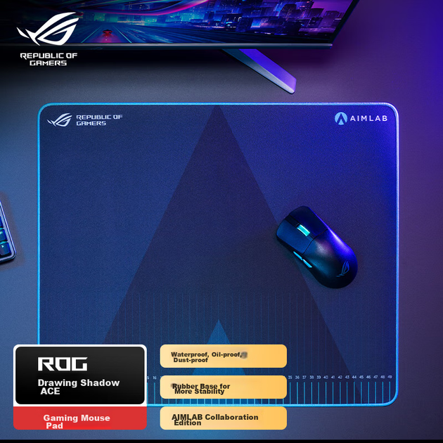 Ігровий килимок для миші ROG Huaying ACE AimLab Collaboration Edition, великий килимок для миші ROG XAimLab, килимок для комп'ютерного столу, гумова основа, килимок для миші в стилі «драконяча луска» - зображення 6