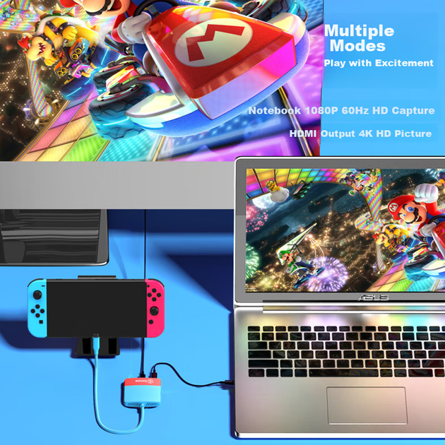 BIAZE, сумісний з платою відеозахоплення Switch, портативна база NS, пристрій захоплення USB 3.0 для запису прямих трансляцій ігор, підключення до док-станції для iPad, планшета, ноутбука, телевізора, аксесуара - зображення 8