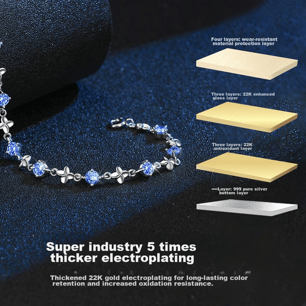 Браслет GLTEN з чистого срібла та цирконієм Swarovski з чотирьохлистою конюшиною для жінок, новий дизайн ювелірних виробів, подарунок на день народження, річницю для дівчини чи дружини - изображение 8