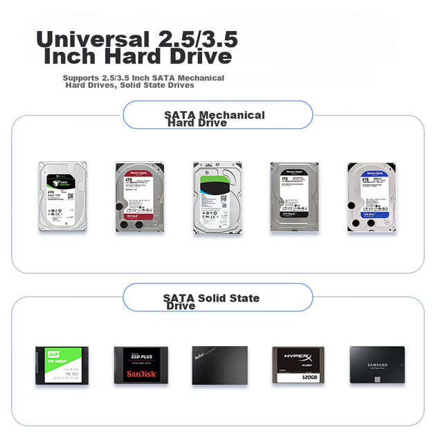 Внешний корпус для 3,5-дюймового жесткого диска ORICO с USB 3.0 для ноутбуков и настольных компьютеров, SATA SSD/HDD [полностью из алюминиевого сплава DD35-C3] - зображення 8