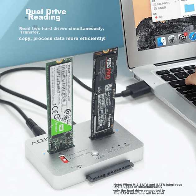 Пристрій для клонування NVMe-дисків у SATA SSD від AOKO, база для крос-протокольного клонування M.2, копіювальний апарат, пристрій для клонування механічних жорстких дисків 2,5/3,5 дюйма, пристрій клонування NVMe, MM28SL. - зображення 8