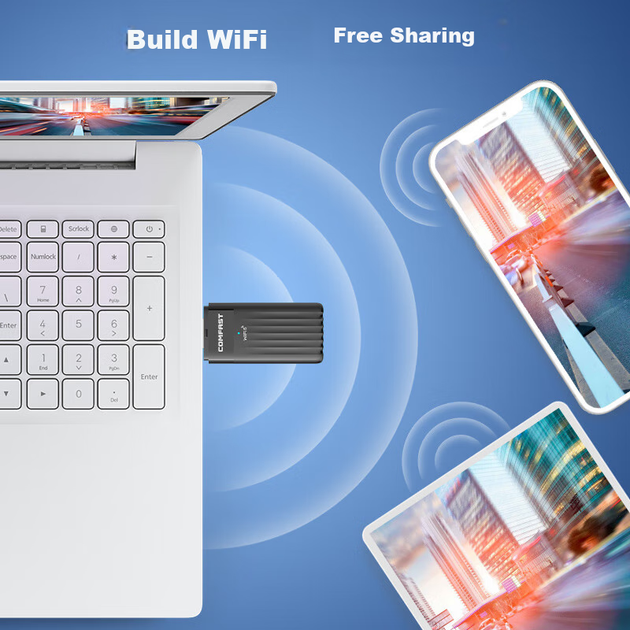 Беспроводной сетевой адаптер COMFAST AX3000 USB, не требующий установки драйверов, WiFi 6 для настольных компьютеров и ноутбуков, двухдиапазонная гигабитная сеть 5G, высокоскоростной приемник WiFi для компьютера CF-970AX - изображение 8