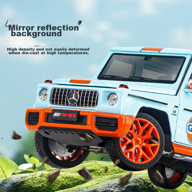 Модель автомобиля Heimanba Mercedes-Benz G63 Gulf Edition в масштабе 1:18, литая под давлением, реалистичная коллекционная оригинальная заводская игрушка для детей. - изображение 5