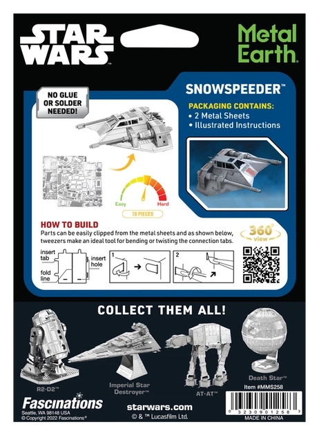 Металевий 3D конструктор "Космічний корабель Star Wars Snowspeeder", Metal Earth, MMS258 - изображение 8