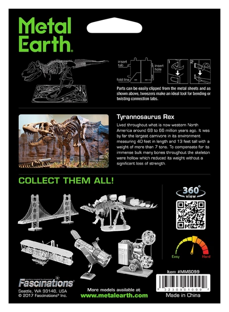 Металевий 3D конструктор "Скелет Tyrannosaurus Rex", Metal Earth, MMS099 - изображение 6