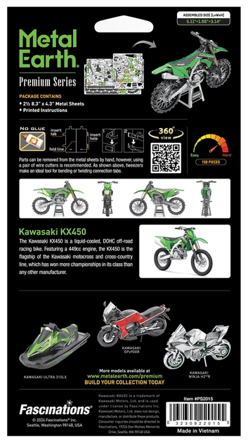 Металевий 3D конструктор "Мотоцикл Kawasaki KX-450", Metal Earth, PS2015 - изображение 8