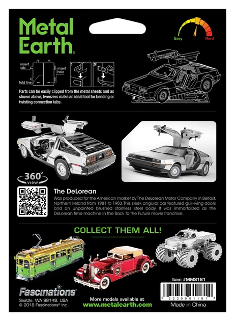 Металевий 3D конструктор "DeLorean", Metal Earth, MMS181 - зображення 8