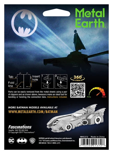 Металевий 3D конструктор "Автомобіль Batman 1989 Batmobile", Metal Earth, MMS372 - Фото 8 Металевий 3D конструктор "Автомобіль Batman 1989 Batmobile", Metal Earth, MMS372 - изображение 8