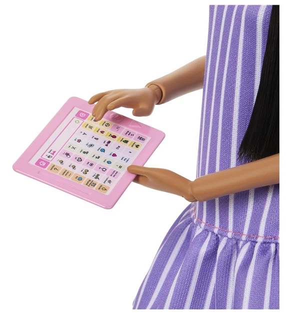 Lalka Mattel Barbie Autistic Self Advocacy Network w fioletowej sukience w paski z kasztanowymi włosami i ciemną karnacją (JJN58) (194735340316) - Zdjęcie 7 Lalka Mattel Barbie Autistic Self Advocacy Network w fioletowej sukience w paski z kasztanowymi włosami i ciemną karnacją (JJN58) (194735340316) - obraz 7
