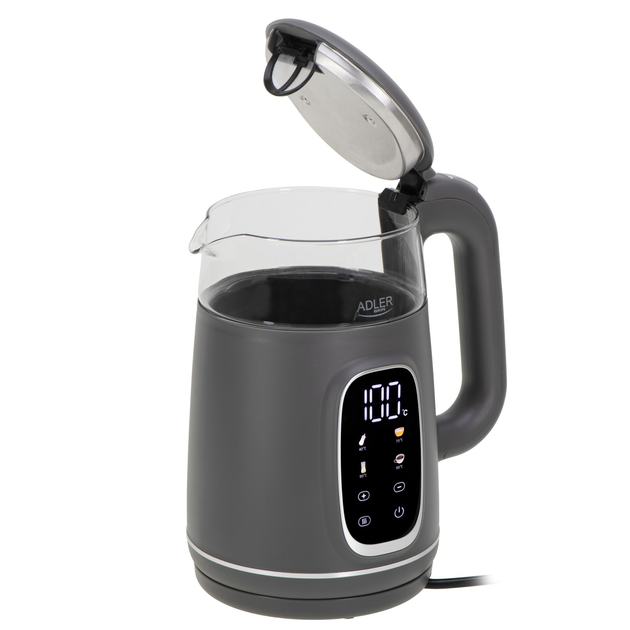 Чайник з регулятором температури Adler AD 1305 GS grey silver 1,7L LED 40–100°C - изображение 4