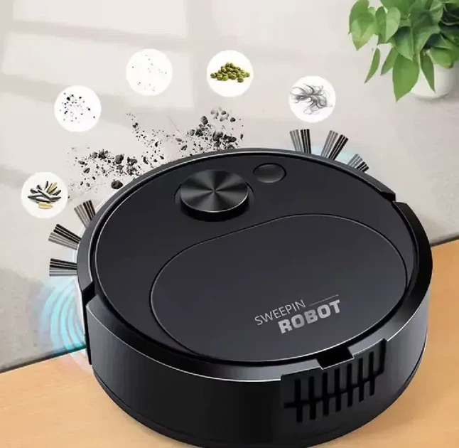 Акумуляторний міні робот-пилосос Sweepin Robot 8018, чорний, для сухого прибирання у невеликих просторах, будинках, компактний - зображення 3
