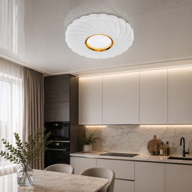 Люстра потолочная LED белая золото - изображение 3
