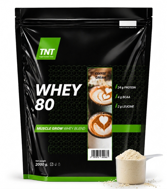 Протеїн 2кг для росту м'язів TNT Nutrition Whey 80 Кавовий крем - Фото 1 Протеїн 2кг для росту м'язів TNT Nutrition Whey 80 Кавовий крем - зображення 1