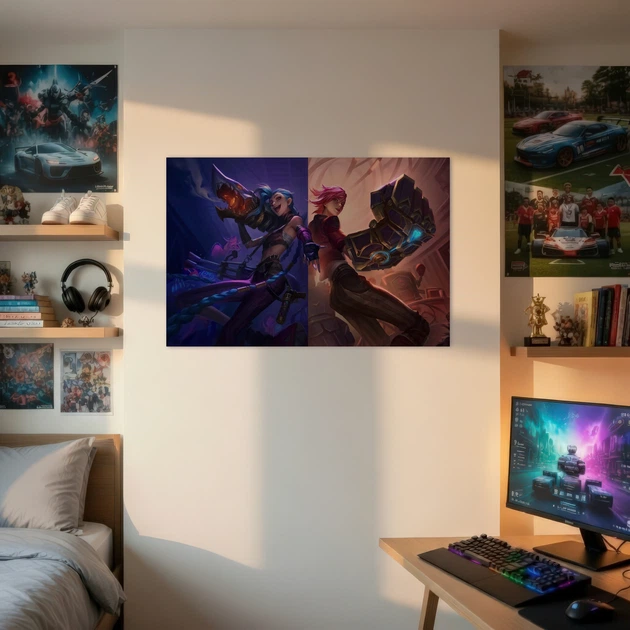 Постер Аркейн: Ліга Легенд, Джинкс, Ві, Jinx, VI, League Of Legends, Arcane, A1 60×90 см (id6907) - зображення 2
