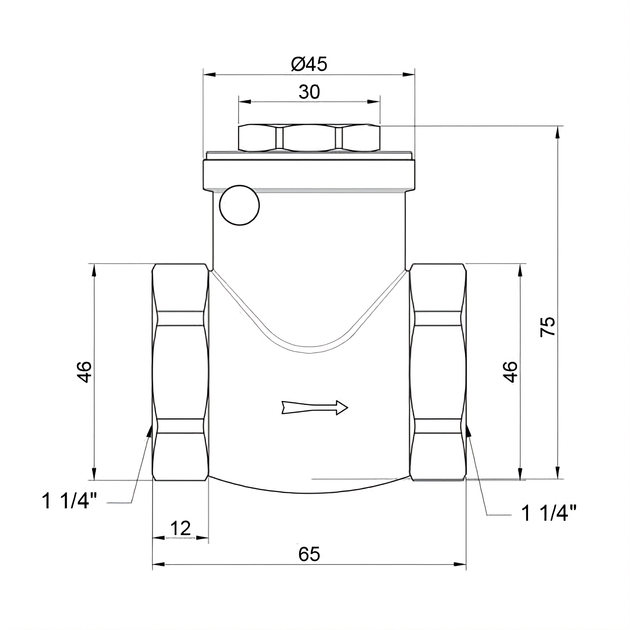 Обратный лепестковый клапан 1 1/4" (DN32) латунный SD242 - изображение 4