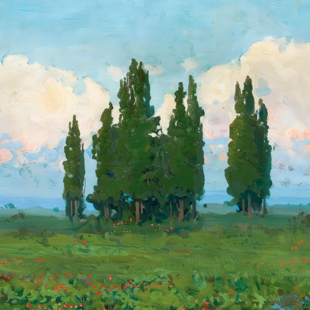 Інтер'єрна картина Пейзаж з кіпарисами, Труш Іван (1900), 30×37 см (id6942) - зображення 4