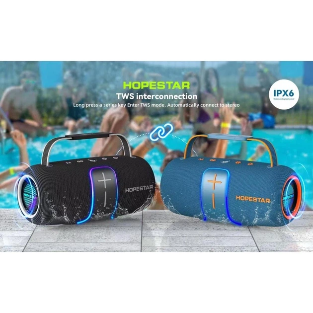 Портативна колонка Bluetooth HOPESTAR H62 70W, 8800mAh Чорна - зображення 3