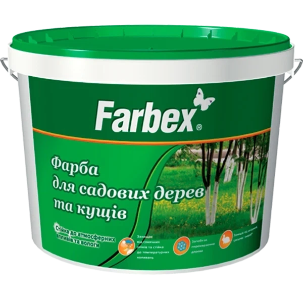 Фарба для садових дерев, біла матова, ТМ Farbex -14 кг - Фото 1 Фарба для садових дерев, біла матова, ТМ Farbex -14 кг - зображення 1