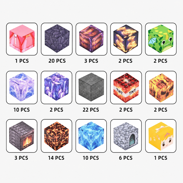 Магнитный конструктор Minecraft 100 шт + ПОДАРОК 3 фигурки по игре Майнкрафт Замок Mk001016 - изображение 6