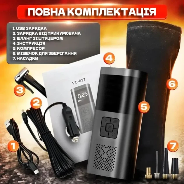 Аккумуляторный компрессор портативный автомобильный насос компактный электрический воздушный насос для шин авто - изображение 5
