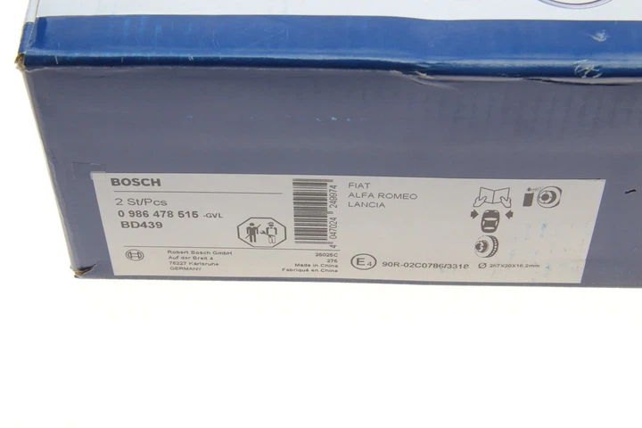 Гальмівний диск BOSCH 0986478515 Alfa Romeo 145, 146, 155; Fiat Tipo, Punto, Doblo 46416712, 46423415, 60806137 - изображение 8