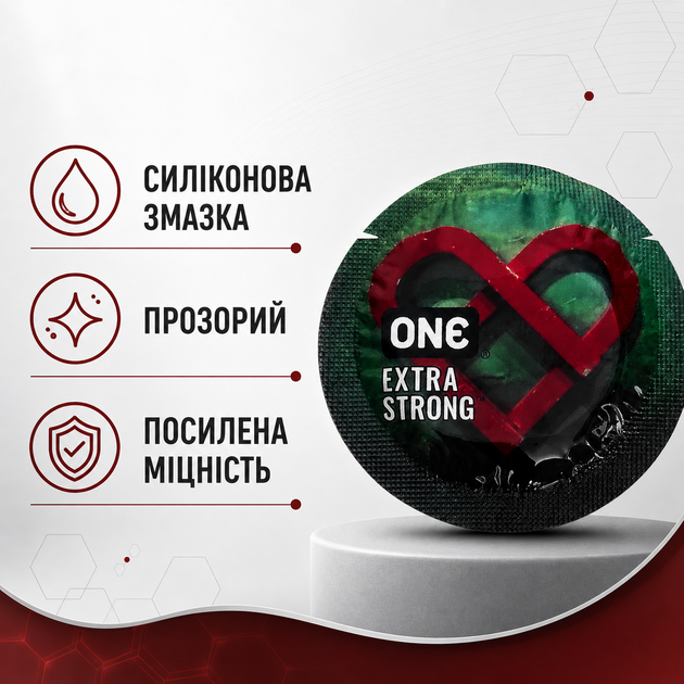 Презерватив ONE Extra Strong латексний гладкий підвищеної міцності прозорий із силіконовою змазкою 1 шт - зображення 2