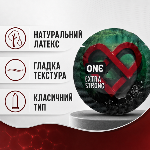 Презерватив ONE Extra Strong латексний гладкий підвищеної міцності прозорий із силіконовою змазкою 1 шт - зображення 3