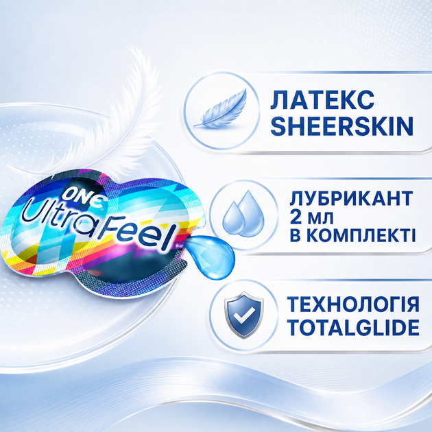 Презерватив ONE UltraFeel 2в1 ультратонкий латексный гладкий прозрачный с лубрикантом 2 мл 1 шт - изображение 4