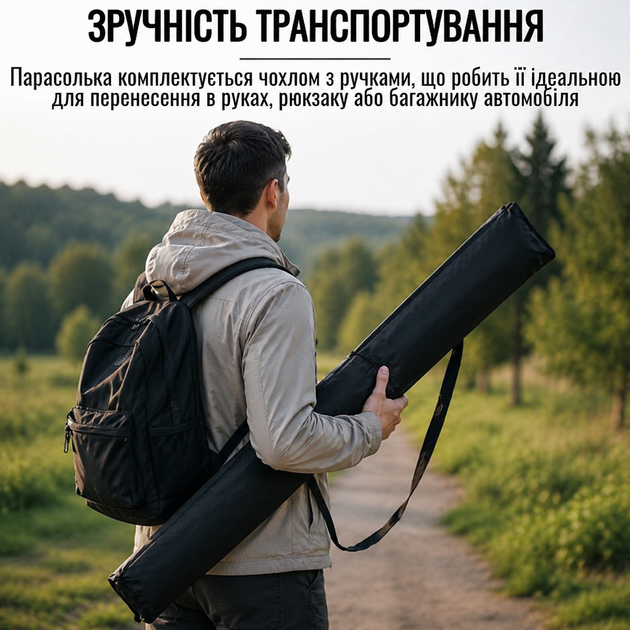 Зонтик пляжный садовый рыболовный 2.4M / Зонтик-антивитер с наклоном Outdoor Umbrella / Усиленный зонтик - изображение 4