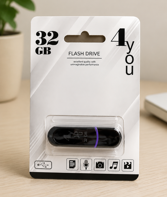 USB-накопитель флешка на 32Gb 4you 012 Jet series Black - Фото 1 USB-накопитель флешка на 32Gb 4you 012 Jet series Black - изображение 1