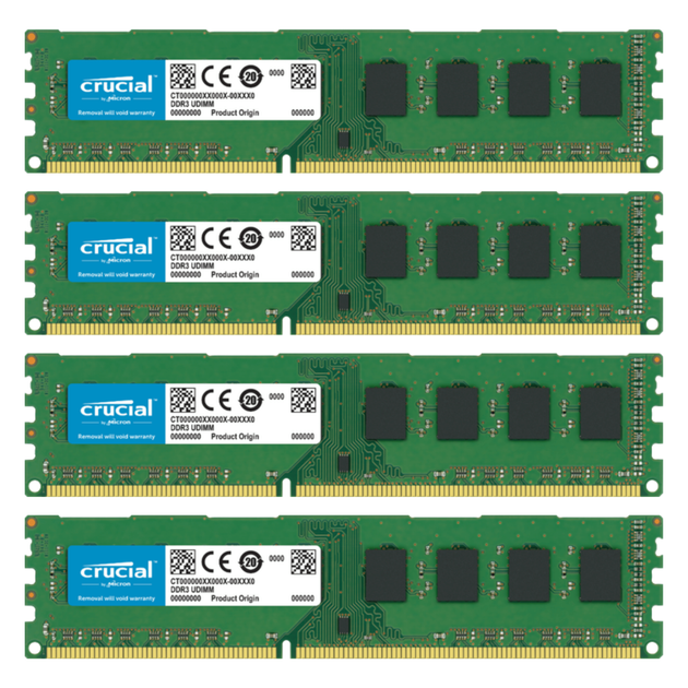 Комплект оперативної пам`яті Crucial 16 GB (4x4GB) DDR3L 1600 MHz (CT51264BD160B-4X) - Б/У - Фото 1 Комплект оперативної пам`яті Crucial 16 GB (4x4GB) DDR3L 1600 MHz (CT51264BD160B-4X) - Б/У - изображение 1