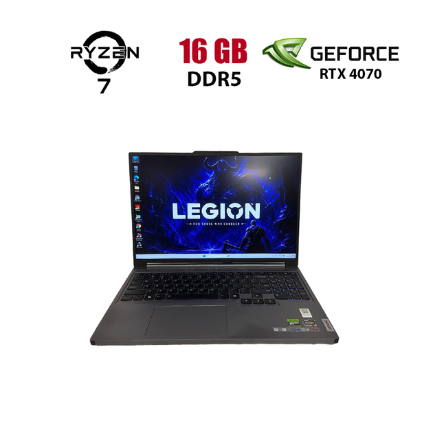 Ігровий ноутбук Б-клас Lenovo Legion Slim 5 16ARP9 / 16" (2560x1600) IPS / AMD Ryzen 7 7435HS (8 (16) ядер по 3.1 - 4.5 GHz) / 16 GB DDR5 / 512 GB SSD / nVidia GeForce RTX 4070, 8 GB GDDR6, 128-bit / WebCam б/в - Фото 1 Ігровий ноутбук Б-клас Lenovo Legion Slim 5 16ARP9 / 16" (2560x1600) IPS / AMD Ryzen 7 7435HS (8 (16) ядер по 3.1 - 4.5 GHz) / 16 GB DDR5 / 512 GB SSD / nVidia GeForce RTX 4070, 8 GB GDDR6, 128-bit / WebCam б/в - зображення 1