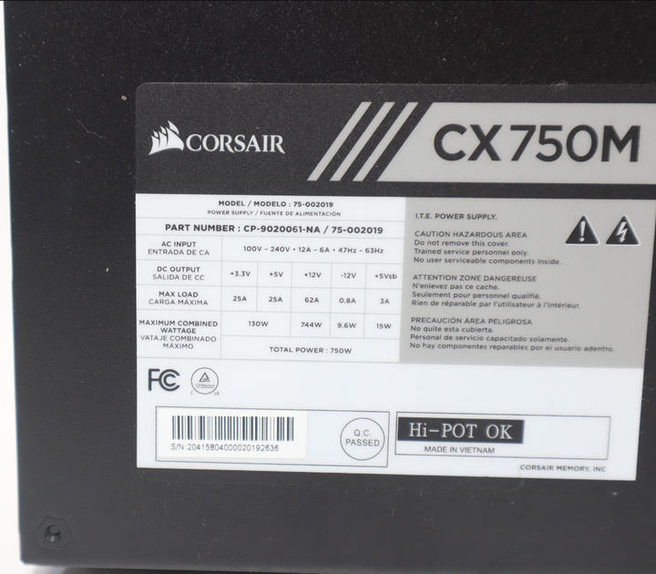 Блок питания Corsair CX750M / 750W / 1x 20+4, 1x 4+4, 4x 6+2 pin б/у - изображение 5