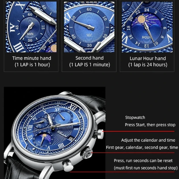Наручний годинник Chenxi Patek Steel Black, 2 ремінці - изображение 4