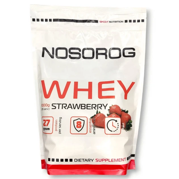 Сывороточный протеин Whey Nosorog, клубника, 1000 г - Фото 1 Сывороточный протеин Whey Nosorog, клубника, 1000 г - изображение 1