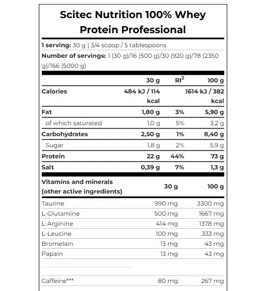 Сывороточный протеин 100% Whey Protein Professional Scitec Nutrition, шоколадное печенье и сливки, 5 кг - Фото 2 Сывороточный протеин 100% Whey Protein Professional Scitec Nutrition, шоколадное печенье и сливки, 5 кг - изображение 2