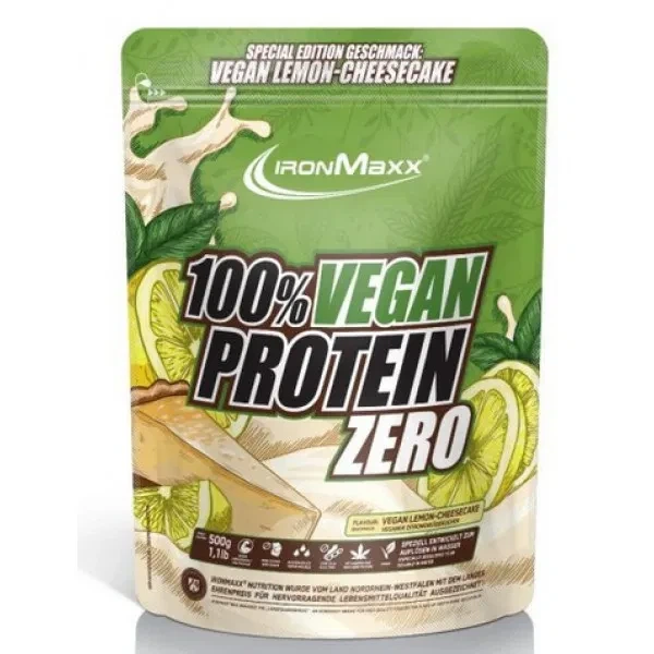 100 % Vegan Protein Zero IronMaxx 500 г (пакет) - Лимонный чизкейк - Фото 1 100 % Vegan Protein Zero IronMaxx 500 г (пакет) - Лимонный чизкейк - изображение 1