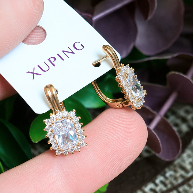 Сережки Xuping Jewelry довжина 1.7см ширина 8мм медичне золото позолота 18К с1688 - зображення 3