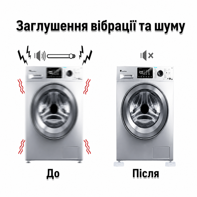 Антивибрационные прозрачные подставки для стиральной машины 4шт силикон - Фото 2 Антивибрационные прозрачные подставки для стиральной машины 4шт силикон - изображение 2