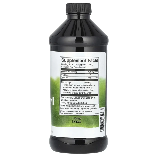 Рідкий хлорофіл Swanson (Liquid Chlorophyll) 100мг 473мл (SWV-06031) - зображення 2