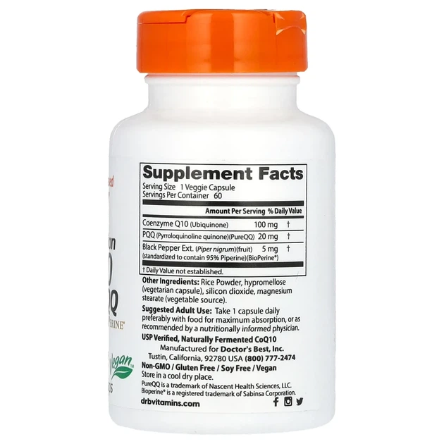 Коензим Q10 з високим ступенем поглинання з PQQ Doctor's Best (High Absorbnion CoQ10 + PQQ) 60 капсул (DRB-00428) - зображення 2