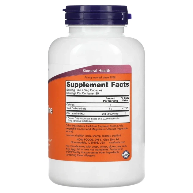 Глюкозамін (Glucosamine) 1000 мг 180 капсул (NOW-03239) - зображення 2
