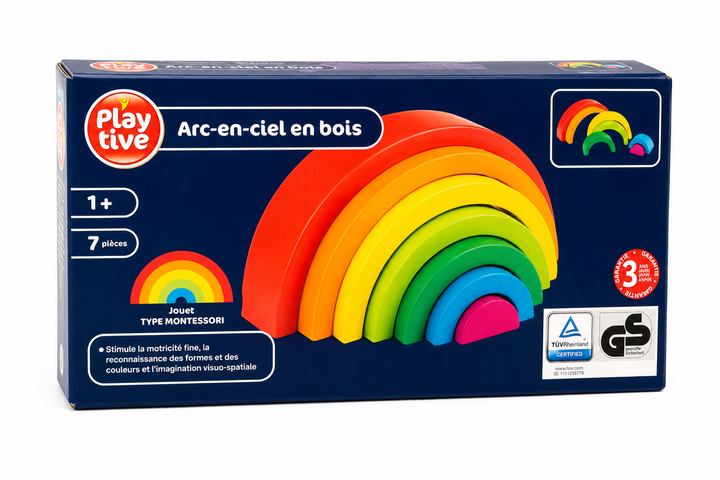 Деревянная радуга Playtive Montessori, развивающий сортер 7 элементов - Фото 2 Деревянная радуга Playtive Montessori, развивающий сортер 7 элементов - изображение 2