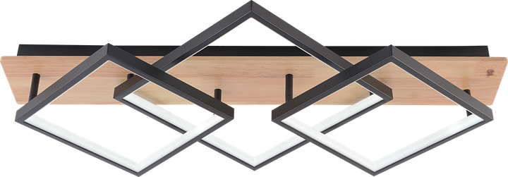 Люстра стельова VALESO DK6588/3 BK+WOOD, чорний + дерево - Фото 2 Люстра стельова VALESO DK6588/3 BK+WOOD, чорний + дерево - зображення 2