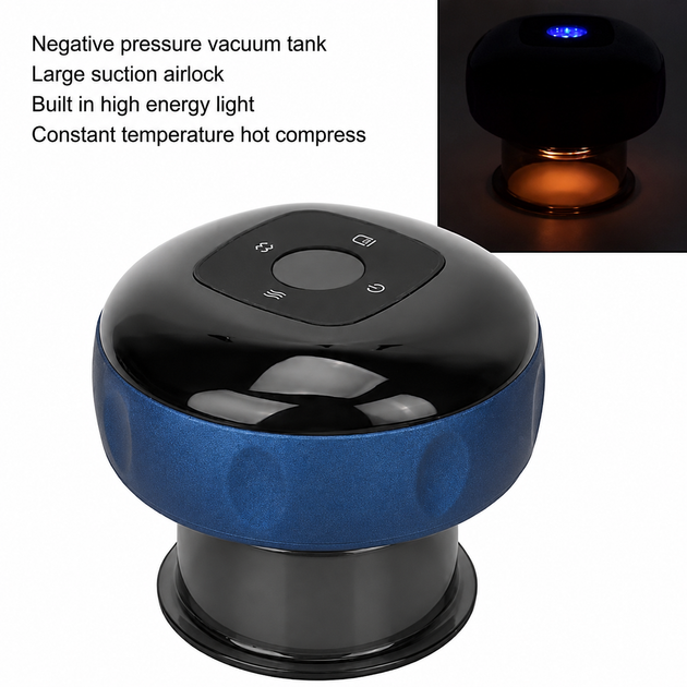 Массажер для тела вакуумный Cupping Massage Instrument 8857 LCD Black/Blue - изображение 2