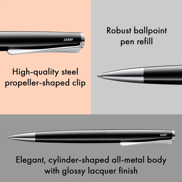 Ручка кулькова LAMY Studio сяюча чорна стрижень M16 чорний (4014519693512) - Фото 4 Ручка кулькова LAMY Studio сяюча чорна стрижень M16 чорний (4014519693512) - зображення 4