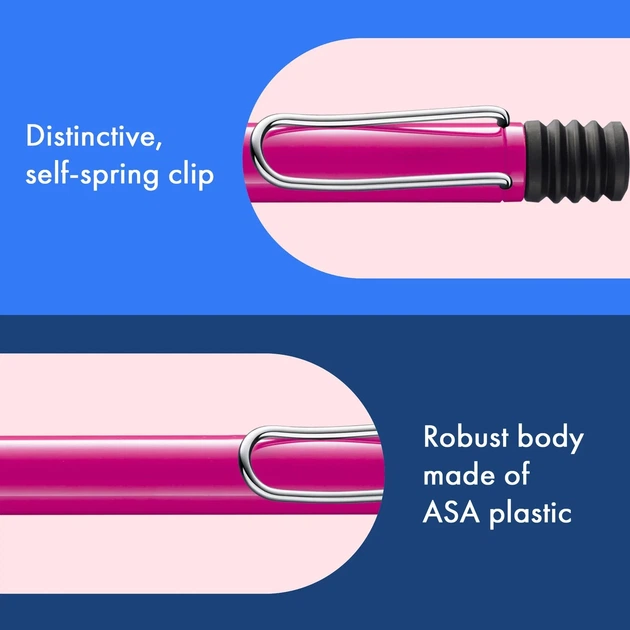 Ручка кулькова LAMY Safari рожева стрижень M16 синій (4014519654308) - изображение 6